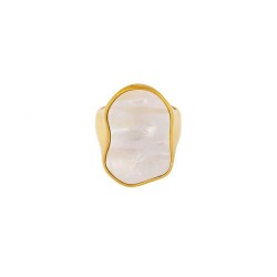 Impressive mother-of-pearl excite ring in gold-plated stainless steel, 2422.