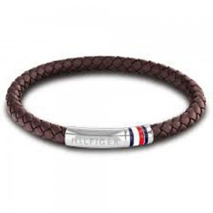 Tommy Hilfiger bracelet brown woven leather with steel, 2790402.