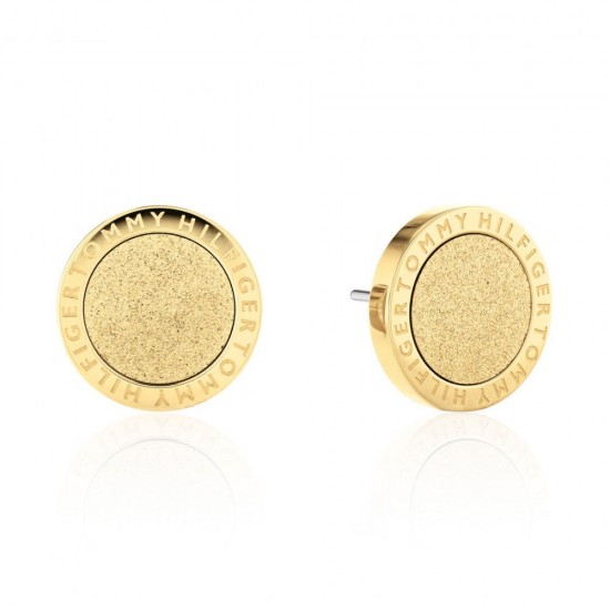 Tommy Hilfiger earrings in gold-plated steel with a textured surface, 2780704.