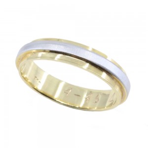 14K white and yellow gold wedding band design ring shiny-matte, 2529.