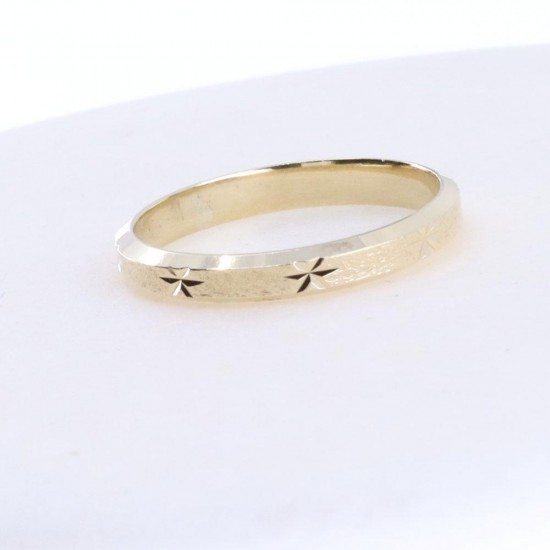 14K yellow gold star wedding ring, 2527.