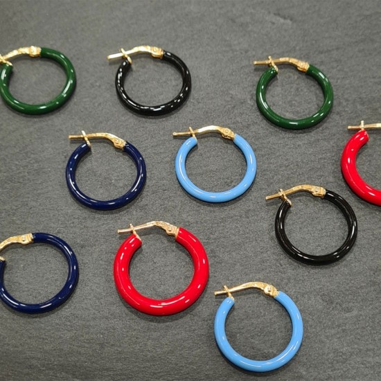 Silver hoops with red enamel 20mm, 2381.