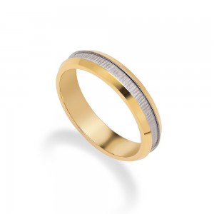 Stergiadis wedding rings 14 K gold two-tone shiny-matte grooved 4.30 mm (22-02), 2705.