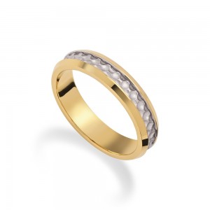 Stergiadis wedding rings 14 K gold two-tone shiny-textured grooved 4.30 mm (22-03), 2706.