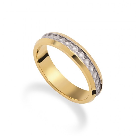 Stergiadis wedding rings 14 K gold two-tone shiny-textured grooved 4.30 mm (22-03), 2706.