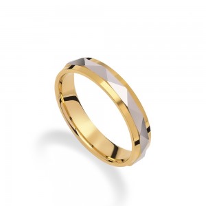 Stergiadis wedding rings 14 K gold two-tone shiny with edges 4.00 mm (22-04), 2707.