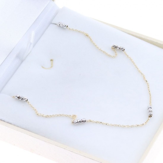 Chain necklace in 14K yellow gold with diamond machined white gold elements, 2535.