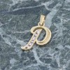 Monogram pendant greek R, 14K yellow gold with zircon, 2554.