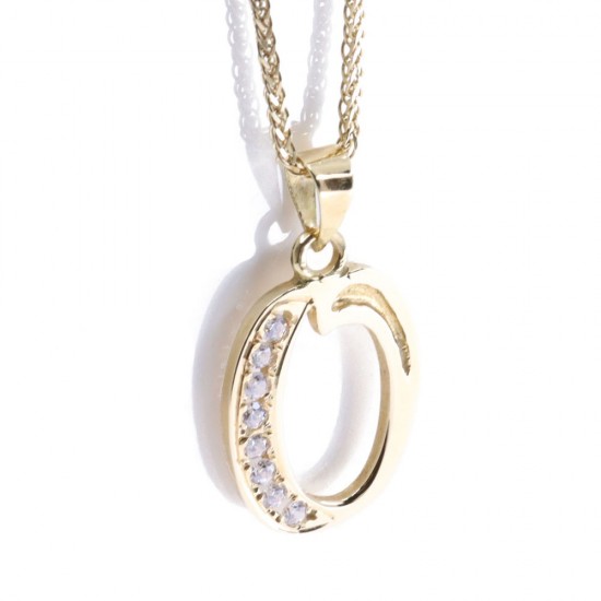 Monogram pendant O, 14K yellow gold with zircon, 2555.