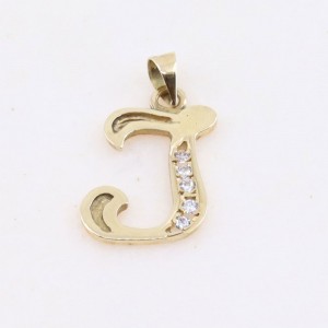 Monogram pendant I, 14K yellow gold with zircon, 2560.