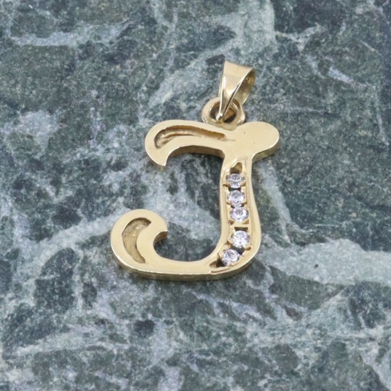 Monogram pendant I, 14K yellow gold with zircon, 2560.