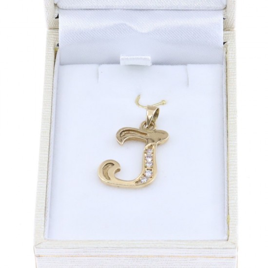 Monogram pendant I, 14K yellow gold with zircon, 2560.