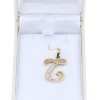 Monogram pendant T, 14K yellow gold with zircon, 2561.