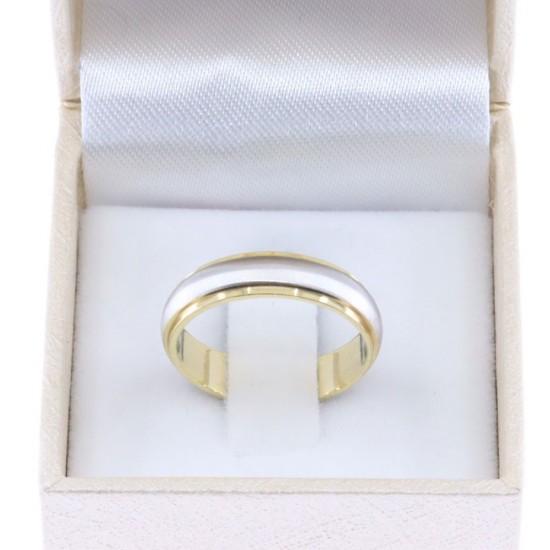 14K white and yellow gold wedding band design ring shiny-matte, 2586.