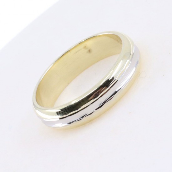 14K white and yellow gold wedding band design ring, 2589.