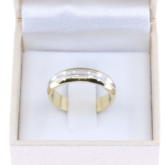 14K white and yellow gold wedding band design ring, 2589.