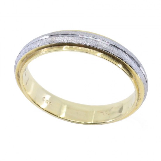 14K white and yellow gold wedding band design ring shiny-matte, 2585.