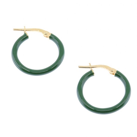 Silver hoops with deep green enamel 17mm, 2591.