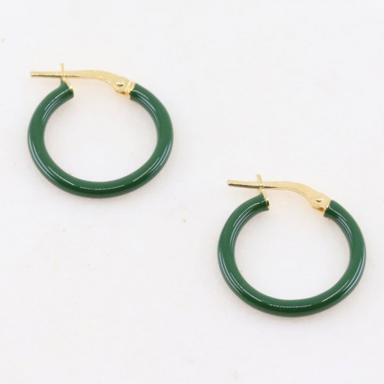 Silver hoops with deep green enamel 17mm, 2591.