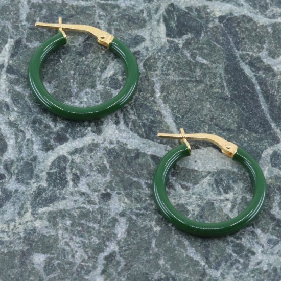 Silver hoops with deep green enamel 17mm, 2591.