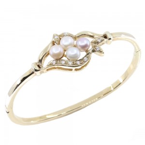 14K yellow gold bracelet with pearls and zircon, 2619.