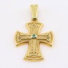 14K yellow gold cross with an emerald in a Byzantine design, 2625.