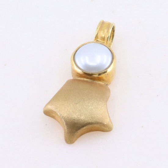 18K matte yellow gold pendant in vintage design with pearl, 2645.