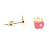 Children's apple earrings, silver gold plated with enamel, 2647.