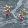 One stone earrings in 14 K gold with pink zircon, 2655.