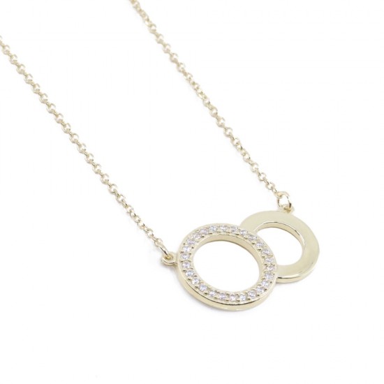 14K yellow gold circle design necklace with zircon, 2661.