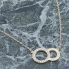 14K yellow gold circle design necklace with zircon, 2661.