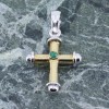 18K white and yellow gold cross with emerald, 2709.