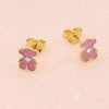 Children's pink bear earrings, silver gold plated with enamel, 2810.