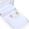 Children's pink bear earrings, silver gold plated with enamel, 2810.