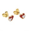 Children's double heart earrings, silver gold-plated with enamel, 2811.