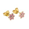 Children's pink star earrings, silver gold-plated with enamel, 2812.