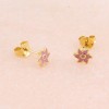 Children's pink star earrings, silver gold-plated with enamel, 2812.