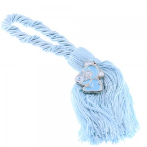 Decorative charm for christening - newborn blue teddy bear with tassel, 2816.