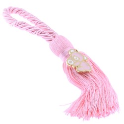 Decorative charm for christening - newborn pink teddy bear with tassel, 2817.