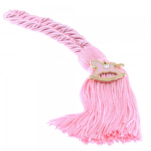 Decorative charm for christening - newborn pink horse with tassel, 2818.