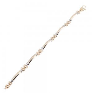 Men's chain-bracelet 14K yellow gold in a matte-glossy pattern, 2886.