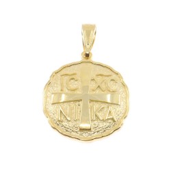 Constantinato 14K yellow gold double sided, lustered-textured, 2889.