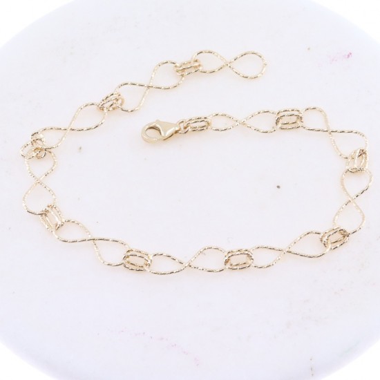 14K yellow gold fine diamond infinity design hand chain, 2891.