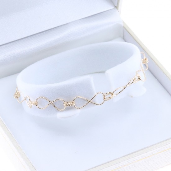 14K yellow gold fine diamond infinity design hand chain, 2891.