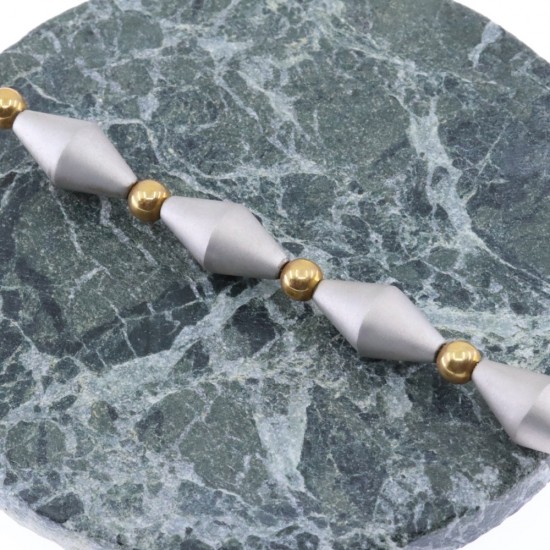 Bracelet 18K white matte gold with yellow details, Mycenaean design, 2897.