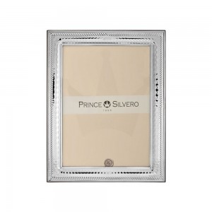 Prince Silvero frame striated design outside with 925° silver, 9x13 cm, MA/S423WD.