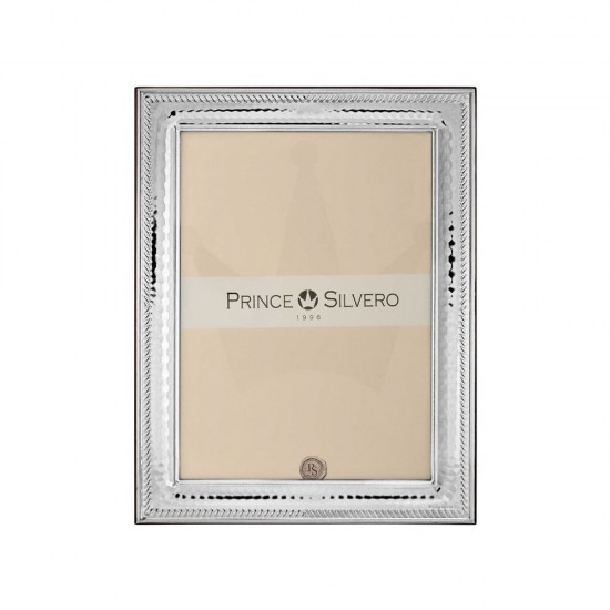 Prince Silvero frame striated design outside with 925° silver, 9x13 cm, MA/S423WD.