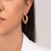 Κρίκοι από την excite fashion jewellery, ανάγλυφοι με τριγωνικό σχέδιο από ανοξείδωτο (δεν μαυρίζει) επιχρυσωμένο ατσάλι, E-YH1084A-G-69, 2866.