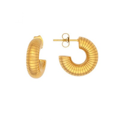 Κρίκοι μικρού μεγέθους από την excite fashion jewellery, με ραβδώσεις από ανοξείδωτο επιχρυσωμένο ατσάλι, E-YH410A-G-65, 2855.