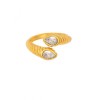 Elegant ring excite fashion jewellery, with white zircons in gold-plated stainless steel, R-YH1200A-WHITE-65.